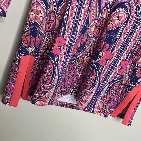 J. McLaughlin Navy Purple Mayan Paisley Catalina Cloth Boca Tunic Top Size Small - Picture 7 of 11